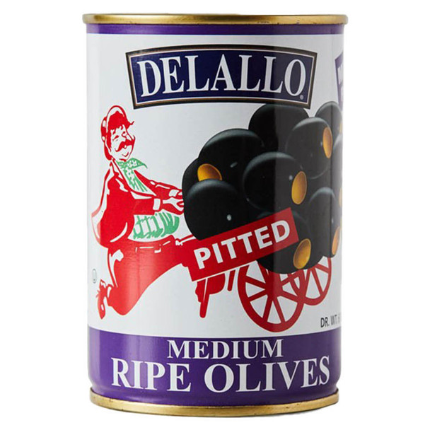 Delallo Medium Black Pitted olives - 6 Oz - 6-OZ - Glass