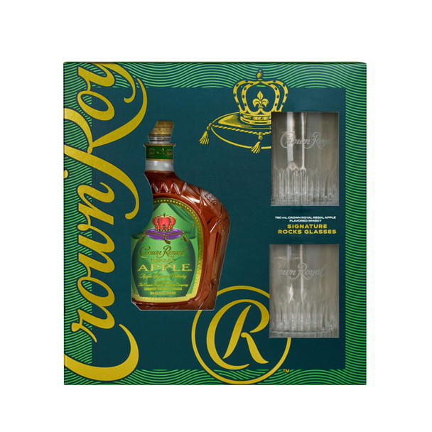 Crown Royal Apple Canadian Whisky with Holiday Glass - 750 mL - Set - Glass