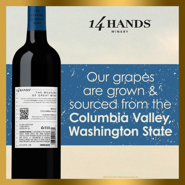 14 Hands Merlot - 750 mL - 750ML - Glass