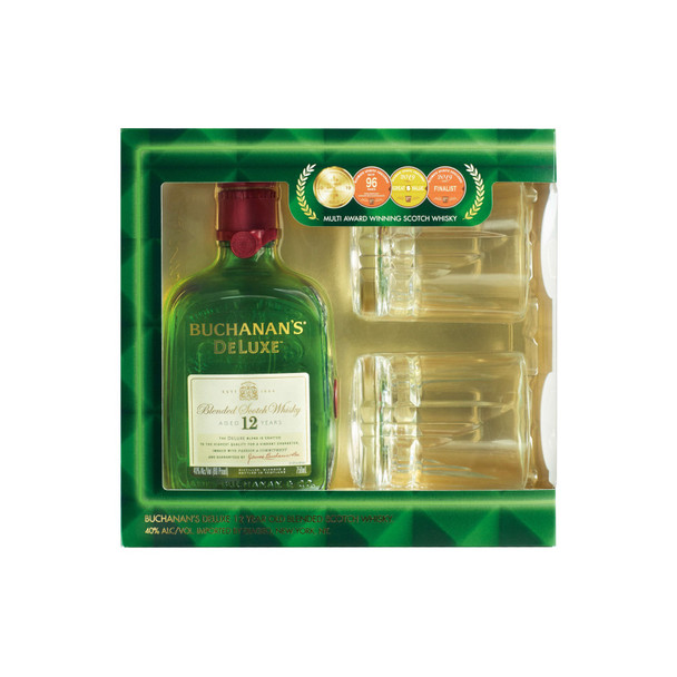 Buchanan's 12 Year Scotch with Glasses - 750 mL - Set - Glass Buchanan's 12 Year Scotch with Glasses - 750 mL - Set - Glass