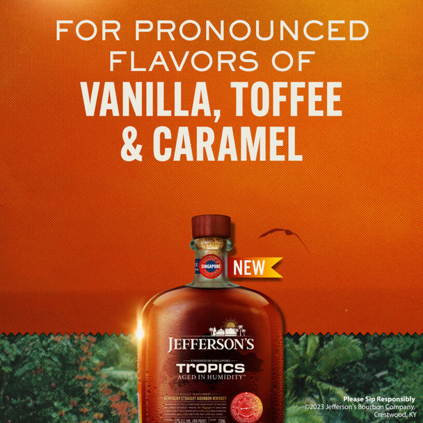 Jefferson's Tropics Singapore Straight Kentucky Bourbon Whiskey - 750 mL - 750ML - Glass