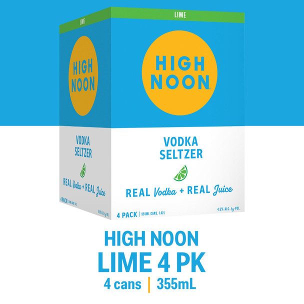 High Noon Sun Sips Lime Hard Seltzer - 355 mL - 4-PK - Aluminum