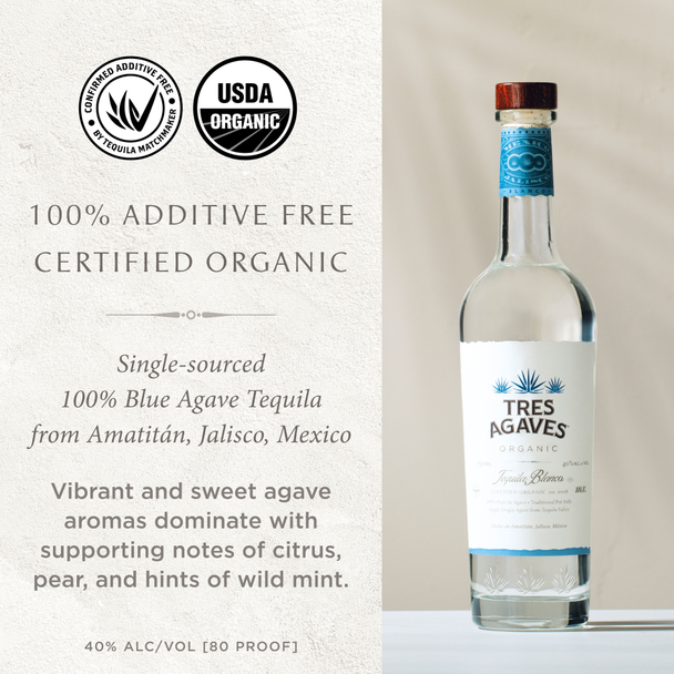 Tres Agaves Blanco Tequila - 750 mL - 750ML - Glass