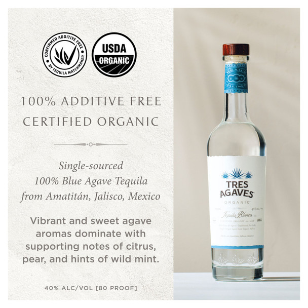 Tres Agaves Blanco Tequila - 750 mL - 750ML - Glass