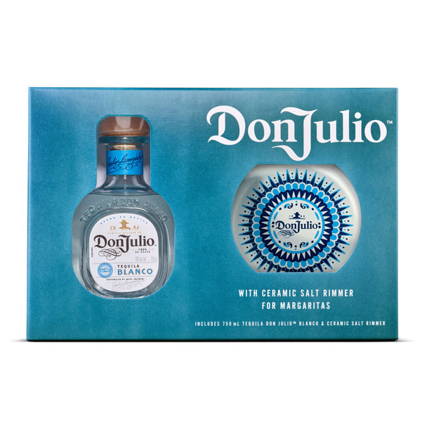 Don Julio Blanco Tequila with Ceramic Salt Rimmer - 750 mL - Set - Glass