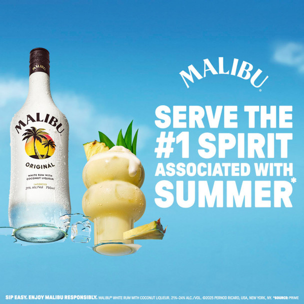 Malibu Caribbean Rum with Coconut Flavored Liqueur - 1.75 L - 1.75L - Glass