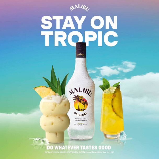 Malibu Caribbean Rum with Coconut Flavored Liqueur - 1.75 L - 1.75L - Glass