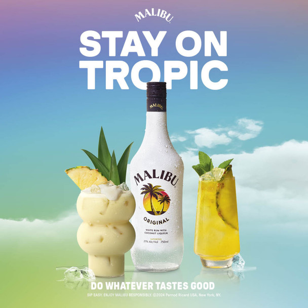 Malibu Caribbean Rum with Coconut Flavored Liqueur - 1.75 L - 1.75L - Glass