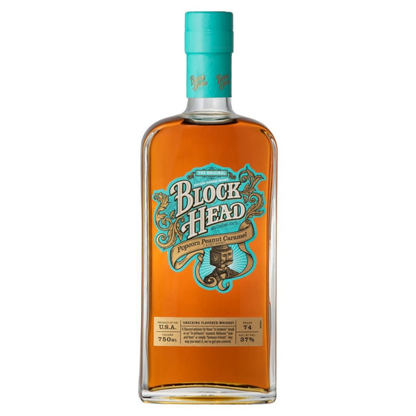 Block Head Popcorn Peanut Caramel Whiskey - 750 mL - 750ML - Glass