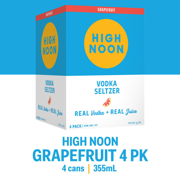 High Noon Sun Sips Grapefruit Hard Seltzer - 355 mL - 4-PK