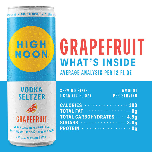 High Noon Sun Sips Grapefruit Hard Seltzer - 355 mL - 4-PK