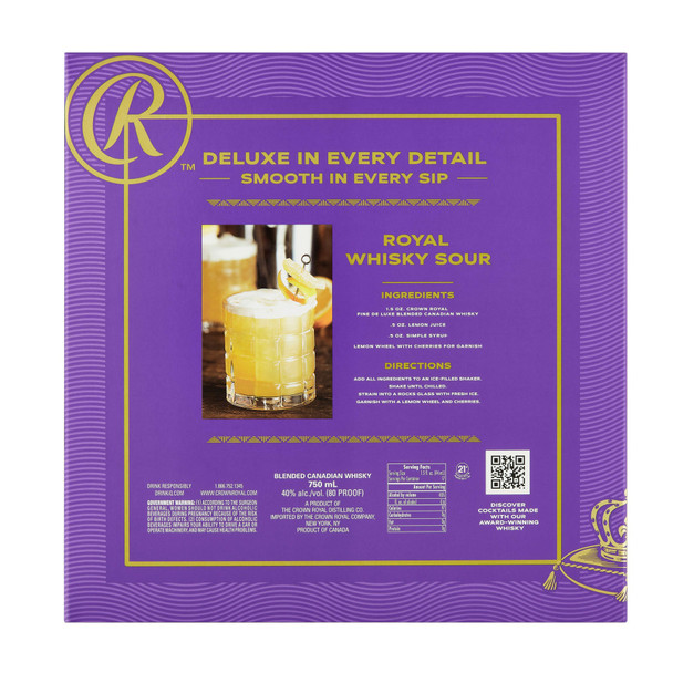 Crown Royal Deluxe Canadian Whisky with Flask - 750 mL - Set - Glass