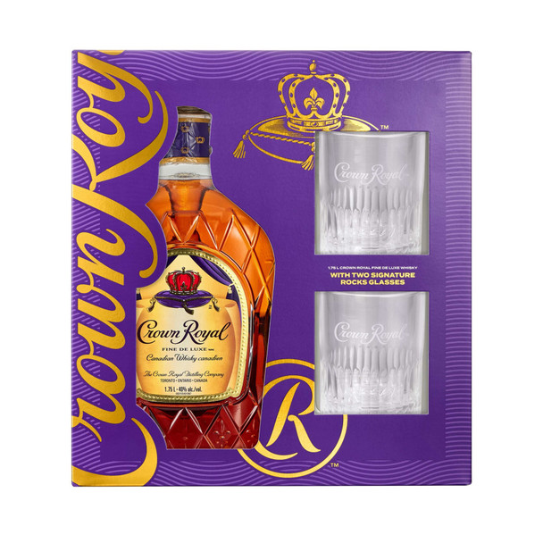 Crown Royal Canadian Deluxe with Glasses - 1.75 L - Set - Glass