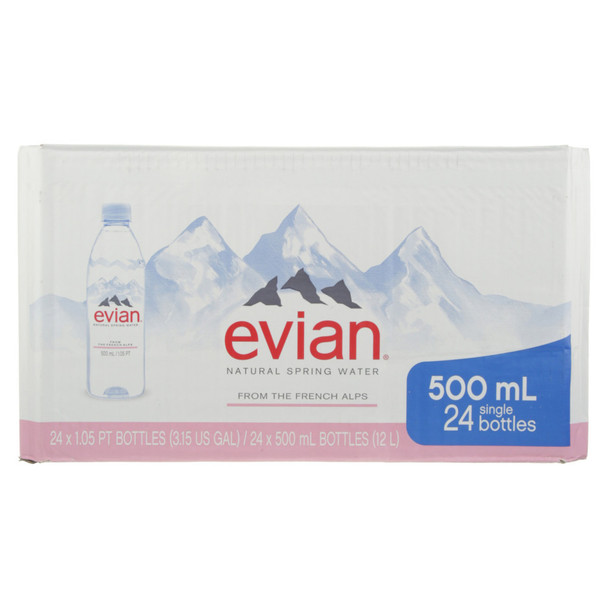 Evian Water .5 Liter - .5 L - 16.9Z
