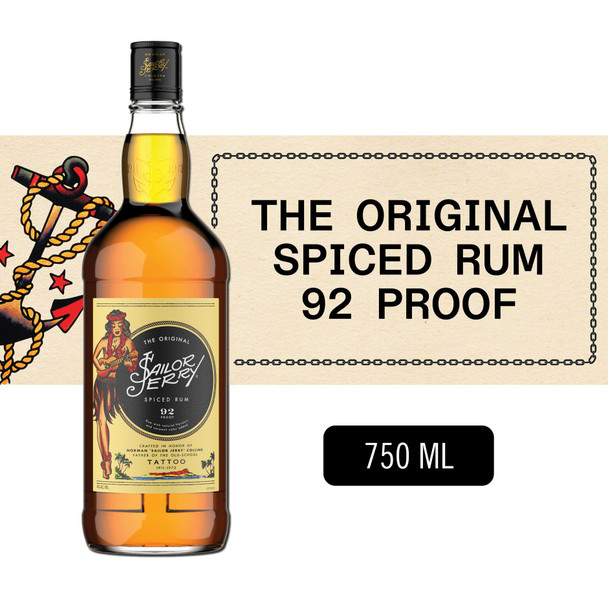 Sailor Jerry Spiced Rum - 750 mL - 750ML - Glass