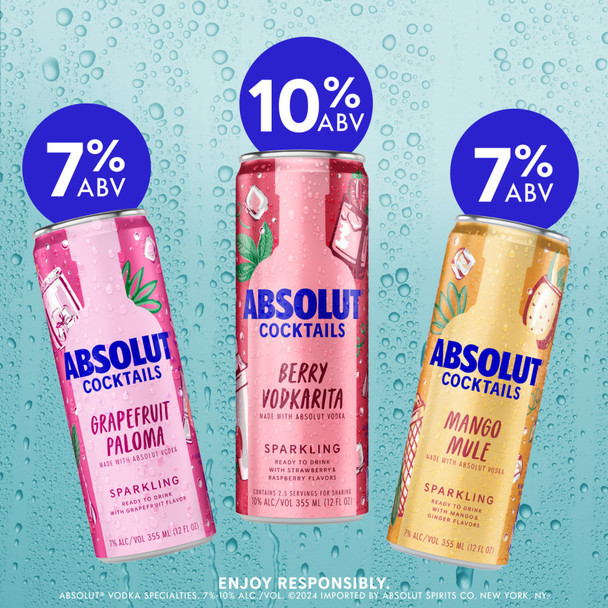 Absolut Berry Vodkarita Sparkling Cocktail - 355 mL - 4-PK - Aluminum