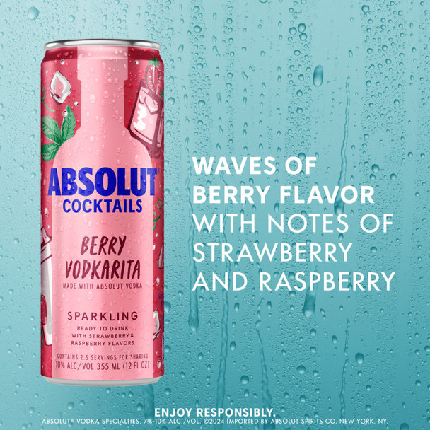 Absolut Berry Vodkarita Sparkling Cocktail - 355 mL - 4-PK - Aluminum