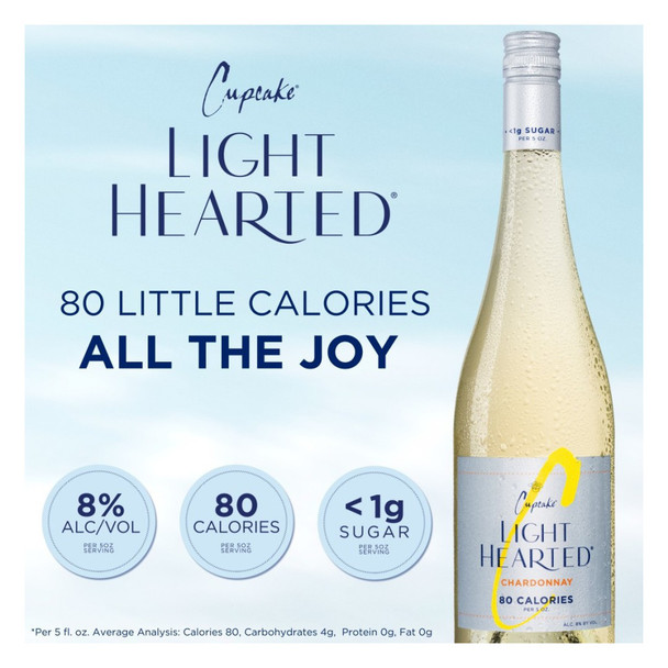 Cupcake LightHearted Chardonnay - 750 mL - 750ML - Glass
