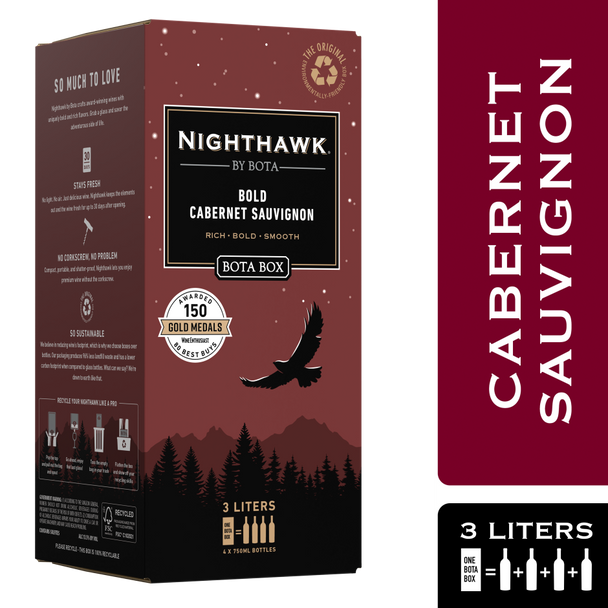 Bota Box Nighthawk Cabernet Sauvignon - 3.0 L - 3.0L - Glass