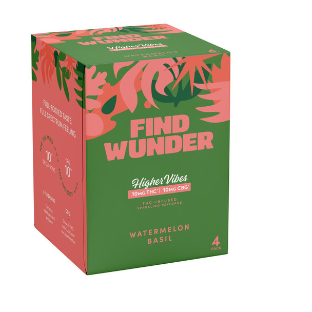 Find Wunder Higher Vibes D9 THC 10mg Watermelon Basil - 12 Oz - 4-PK