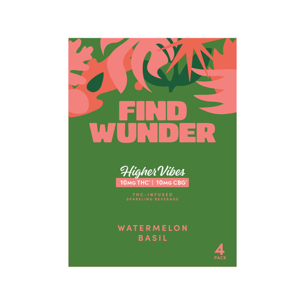 Find Wunder Higher Vibes D9 THC 10mg Watermelon Basil - 12 Oz - 4-PK