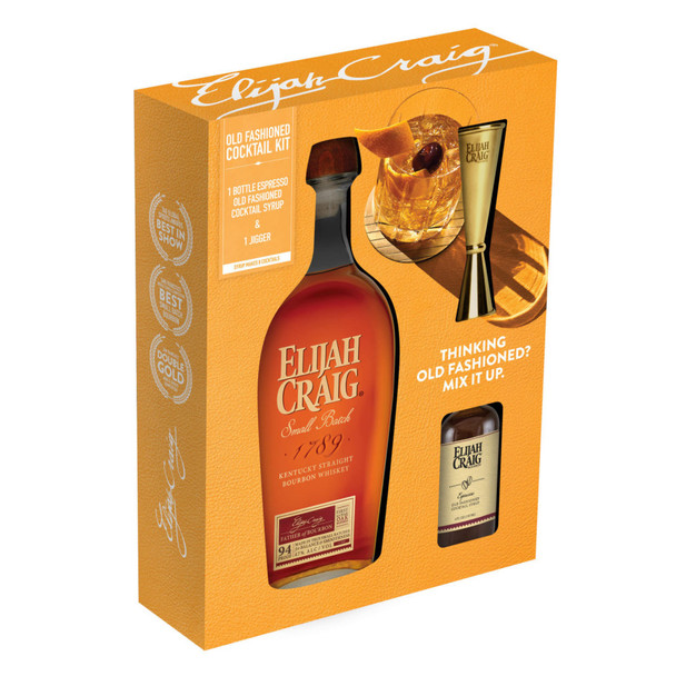 Elijah Craig Straight Rye Whiskey Old Fashioned Kit - 750 mL - Set - Glass