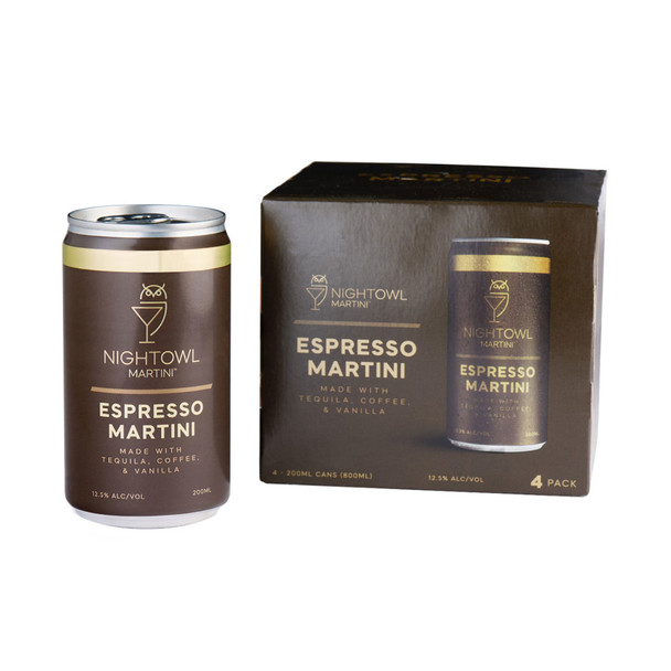NightOwl Tequila Espresso Martini - 200 mL - 4-PK - Aluminum