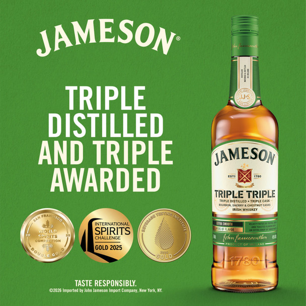 Jameson Triple Triple Blended Irish Whiskey - 750 mL - 750ML - Glass