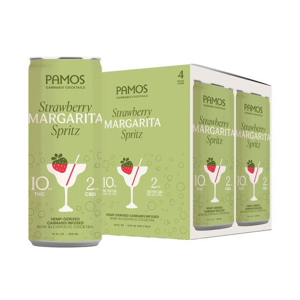 Pamos D9 THC 10mg Strawberry Margarita Spritz - 12 Oz - 4-PK