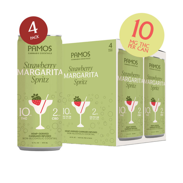 Pamos D9 THC 10mg Strawberry Margarita Spritz - 12 Oz - 4-PK