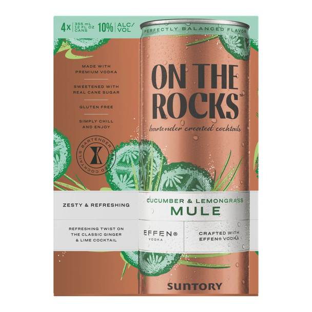 On The Rocks Cucumber and Lemongrass Moscow Mule Carbonated Cocktail - 355 mL - 4-PK - Aluminum