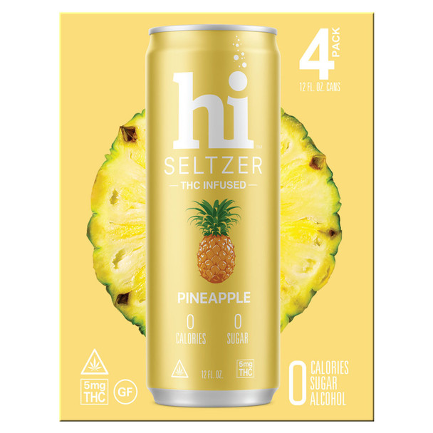 Hi Seltzer D9 THC 5mg Pineapple Seltzer - 12 Oz - 4-PK