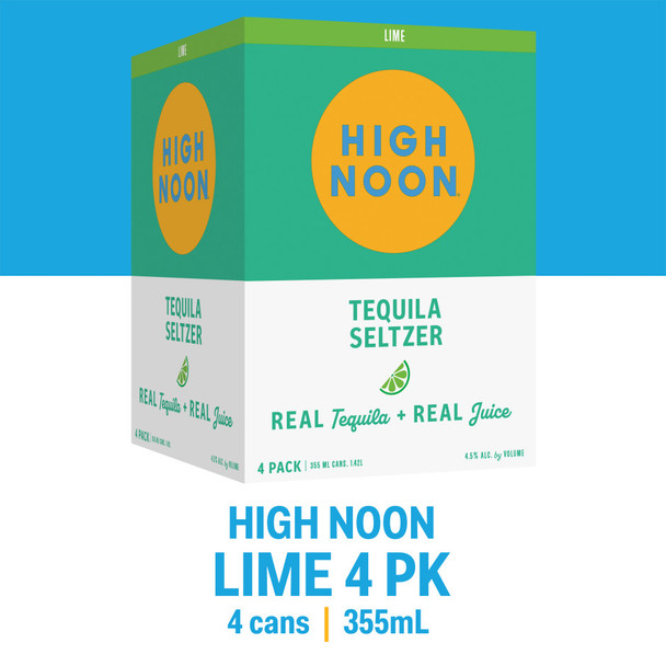 High Noon Tequila Lime Hard Seltzer - 355 mL - 4-PK - Aluminum