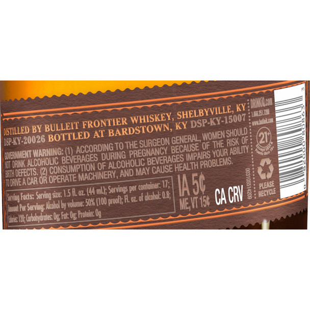 Bulleit Bottled In Bond Frontier Whiskey Straight Bourbon - 750 mL - 750ML - Glass