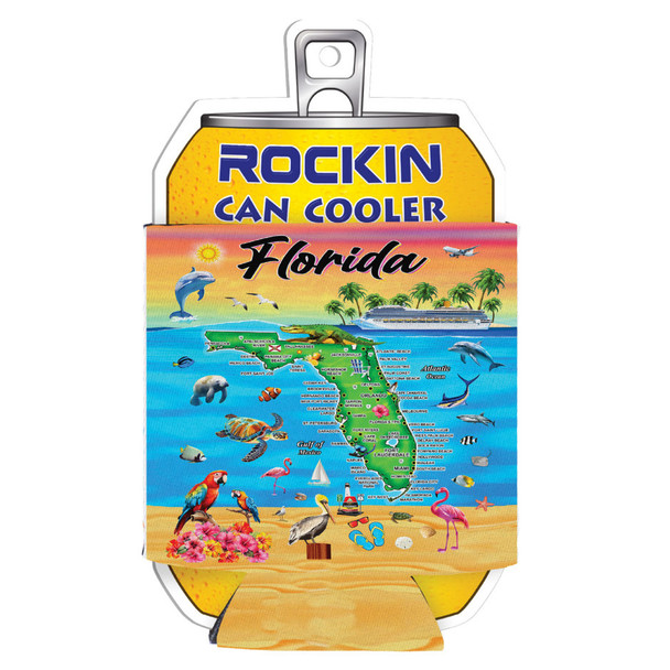 Miami Souvenir Florida Map Can Cooler - Each - Each