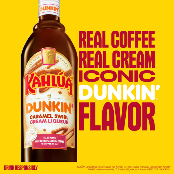 Kahlua Dunkin Caramel Swirl Coffee Liqueur - 750 mL - 750ML - Glass