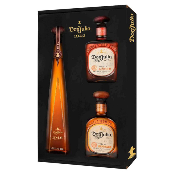 Don Julio Tequila Aged Marks Trio Pack with Three 375mls, one each of 1942, Reposado, Anejo - 375 mL - Set - Glass