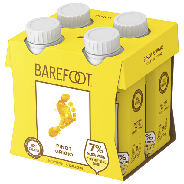 Barefoot Pinot Grigio - 200 mL - 4-PK - Plastic