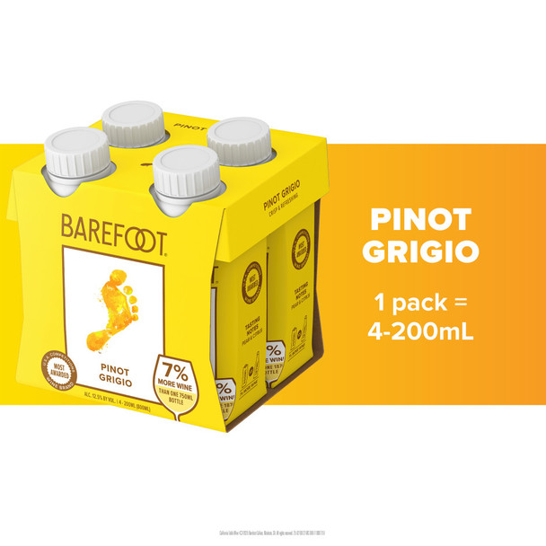 Barefoot Pinot Grigio - 200 mL - 4-PK - Plastic