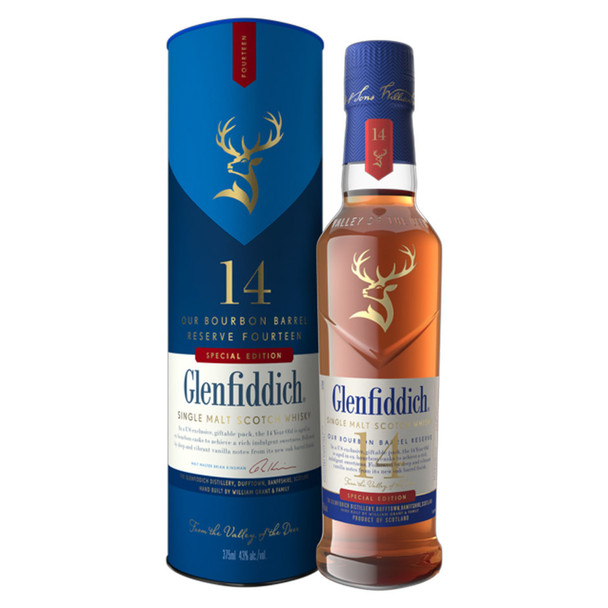 Glenfiddich 14 Year Old Bourbon Barrel Reserve Single Malt Scotch Whisky - 375 mL - 375ML - Glass