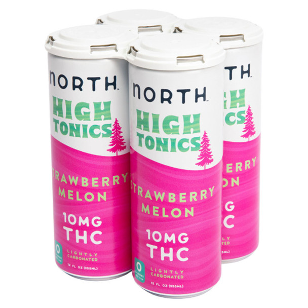 North Canna High Tonics Strawberry Melon THC 10MG - 12 Oz - 4-PK - Aluminum