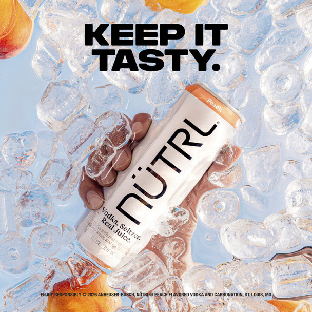 NUTRL Peach Vodka Soda - 12 Oz - 4-PK - Aluminum