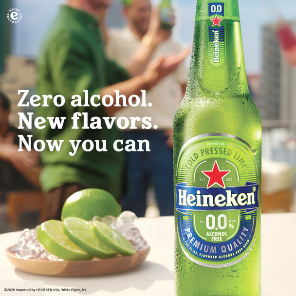 Heineken 0.0 Cold Pressed Lime Non Alcoholic - 11.2 Oz - 6-PK - Glass