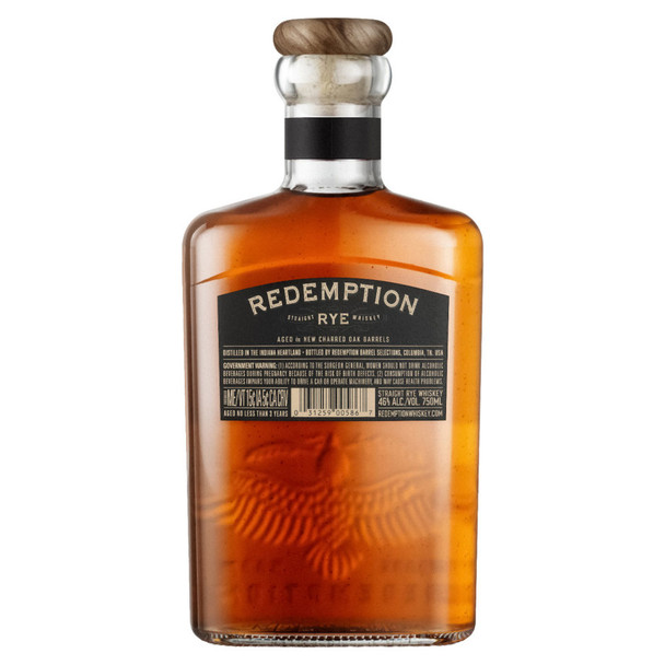 Redemption Aged in New Charred Oak Barrels Straight Rye Whiskey - 750 mL - 750ML - Glass