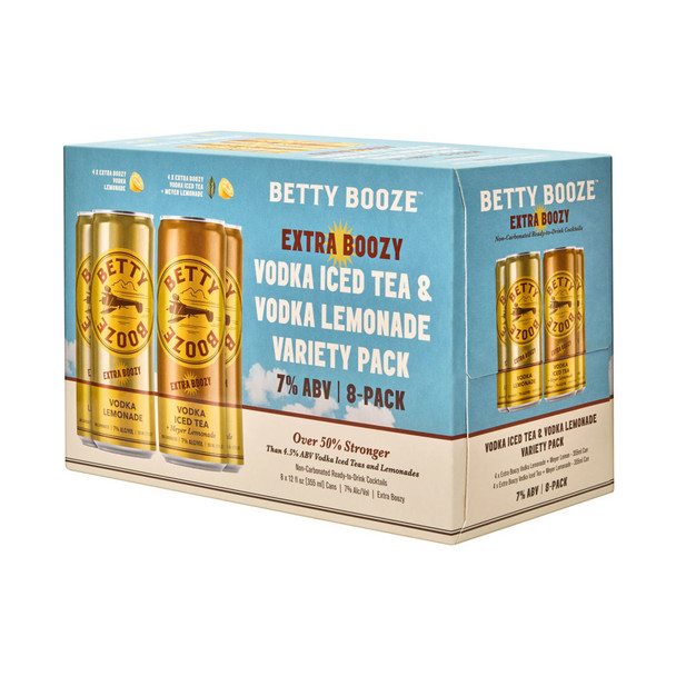 Betty Booze Extra Boozy Vodka Iced Tea & Vodka Lemonade Variety Pack - 355 mL - 8-PK - Aluminum