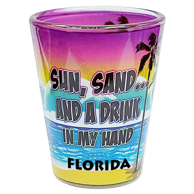 Florida Greetings Bicchiere Da Shot In Vetro – Souvenir Con Scritta Sign In And Out – Altezza 5,7 Cm - 4