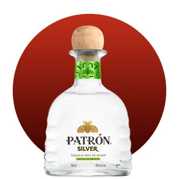 Image of Patron Silver Tequila bottle.