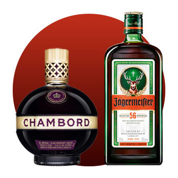 Image of Chambord and Jagermeister Liquer bottles.