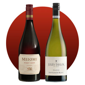 Image of Meiomi Pinot Noir and Jules Taylor Sauvignon Blanc bottles