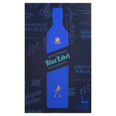 Johnnie Walker Blue Label Scotch with Glasses